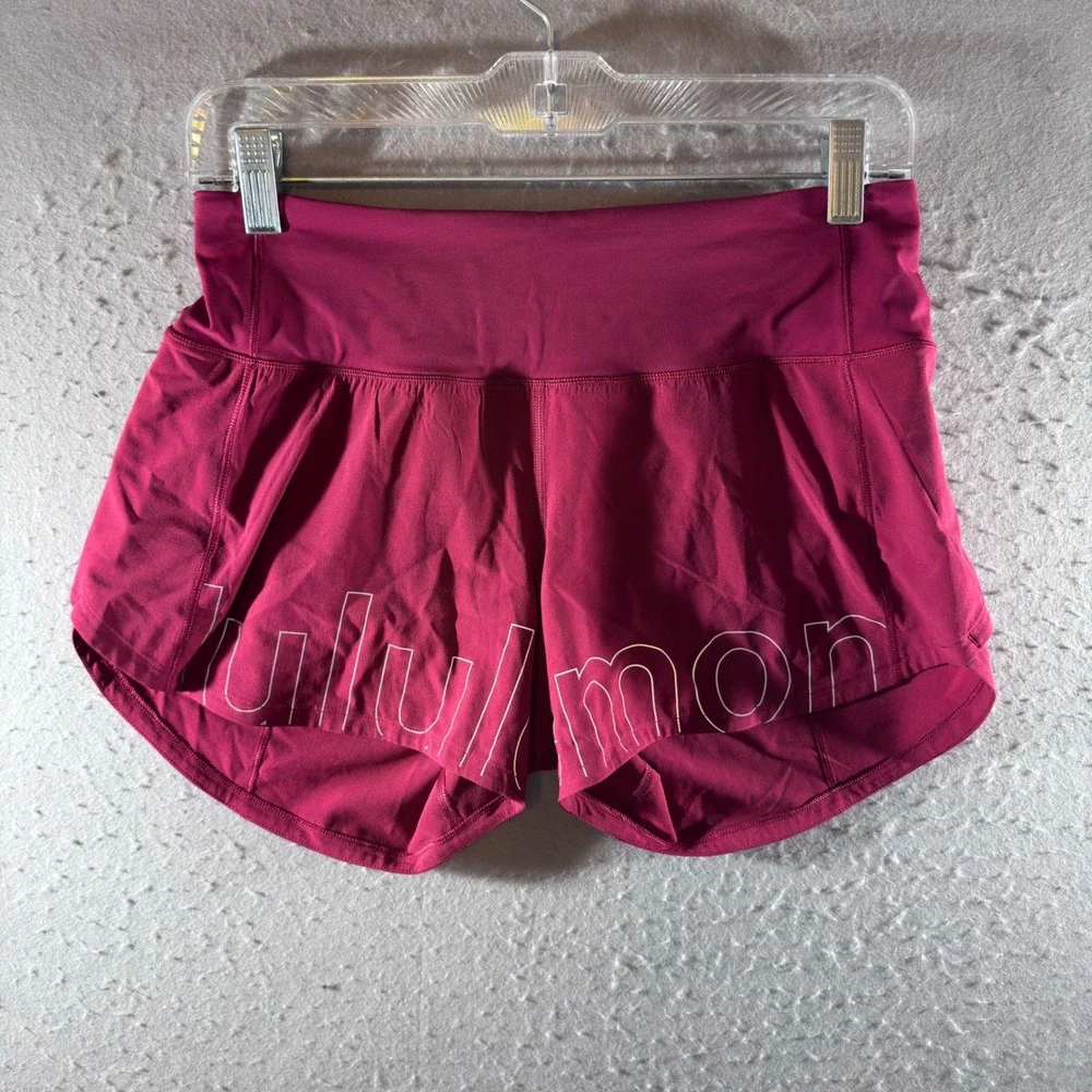 1429 | Lululemon Speed Up Low-Rise Running Shorts Maroon Womens 4 - Picture 1 of 7
